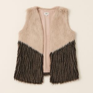 Faux Fur Vest in Grey Black Pockets Size Medium Chic Cabincore